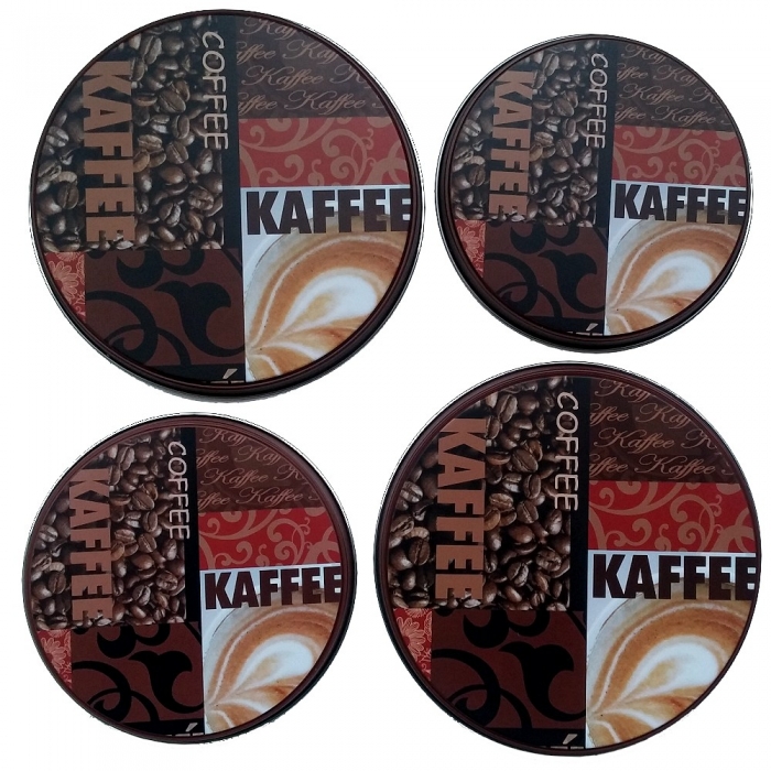 Preview: KAFFEE COFFEE ROTBRAUN Design Herdabdeckplatten Herd Abdeckplatten 4 Teile Set